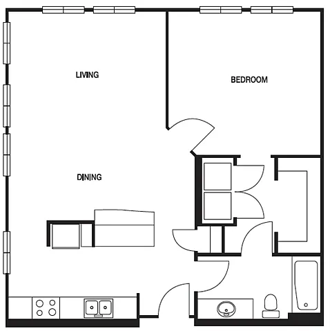 Floor plan A03 1 Bed 1 Bath