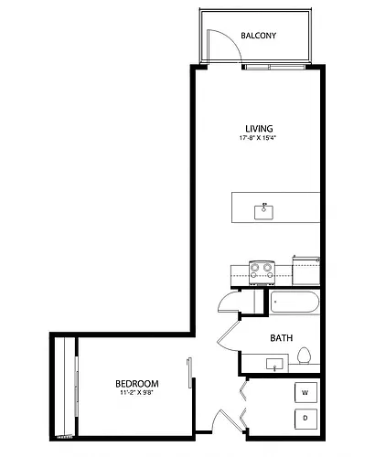 Floor plan Open 1x1 B4.A