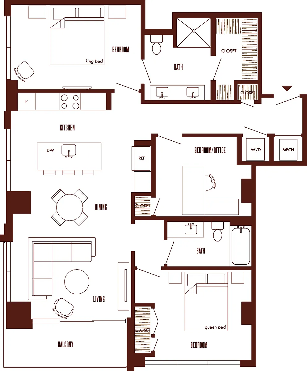 Floor plan 3 Bed/2 Bath-C1b.1
