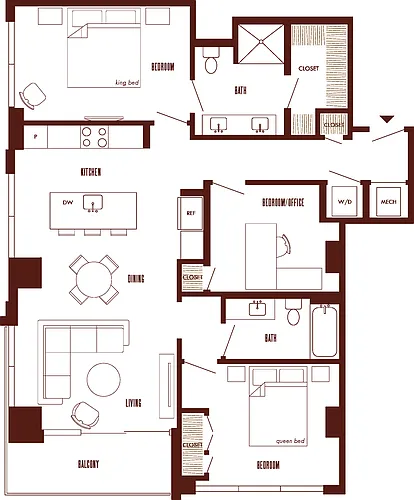 Floor plan 3 Bed/2 Bath-C1b.1