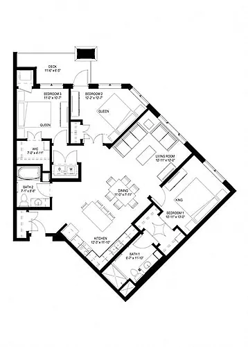 Floor plan Three Bedroom - E