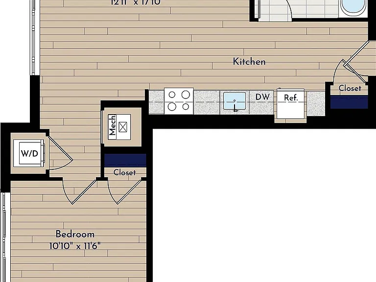 A 1BR-F One Bedroom Floor Plan A 1BR-F One Bedroom Floor Plan