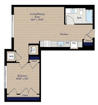 A 1BR-F Floor Plan-Apartment 550