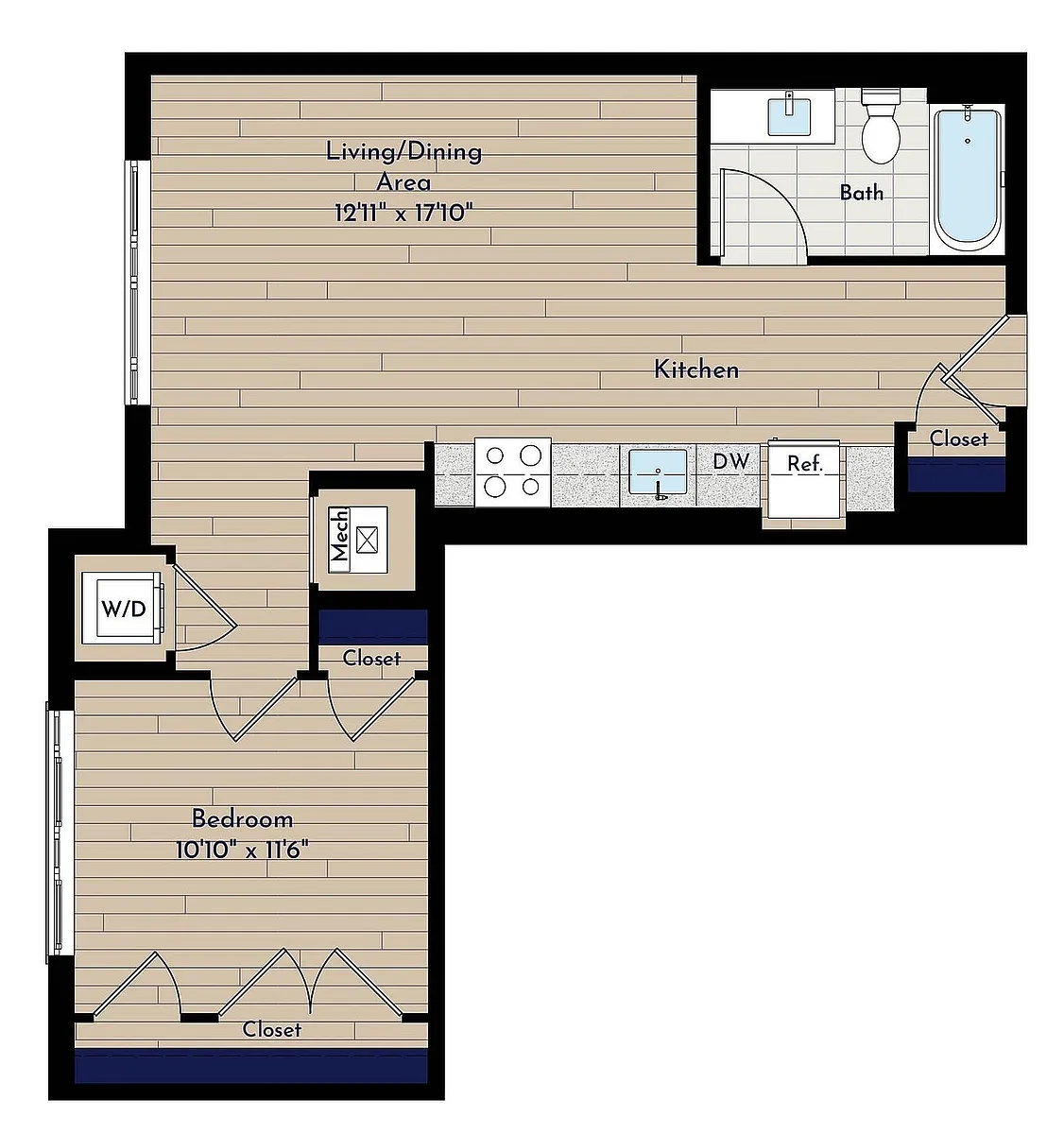 Floor plan A 1BR-F