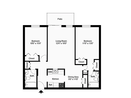 Floor plan Two Bed Two Bath Split