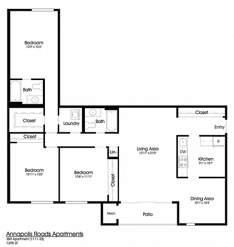 Floor plan 3BR 2BA