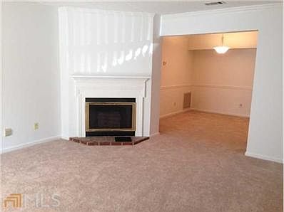 Spacious living room with fireplace