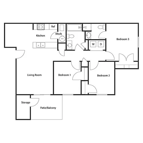 Floor plan 3 BED 2 BATH