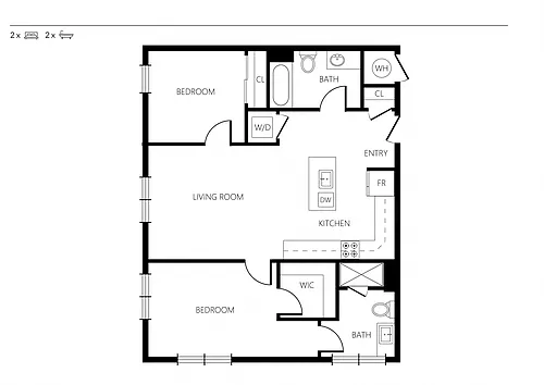 Floor plan 2x1H