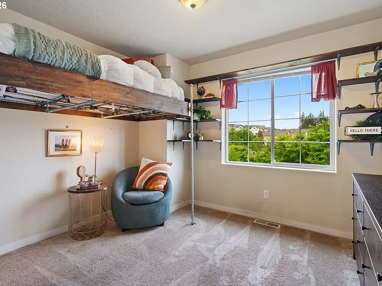3rd bedroom with built in loft bed and plenty of room for queen bed or futon below