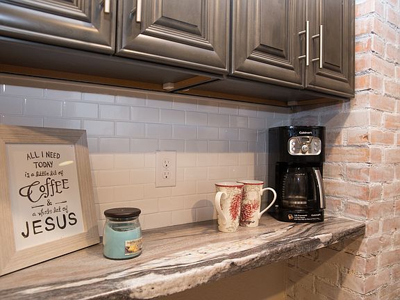 Mini subway tile coffee bar