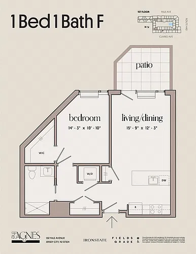 Floor plan 1 Bed 1 Bath F
