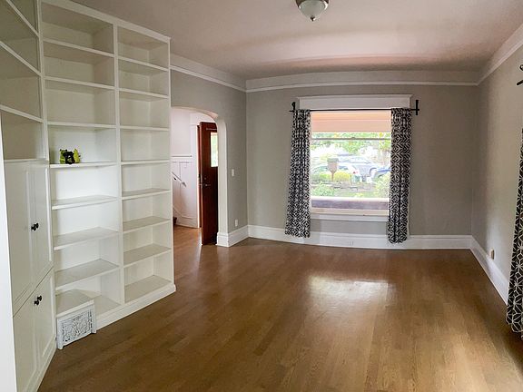 Living room with charming built-in bookcases