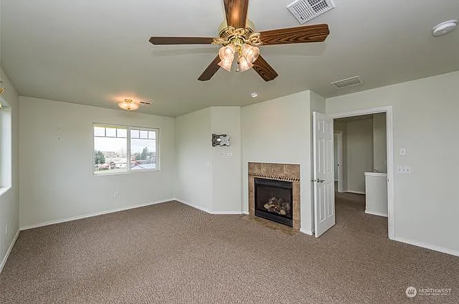 Master bedroom with propane fireplace