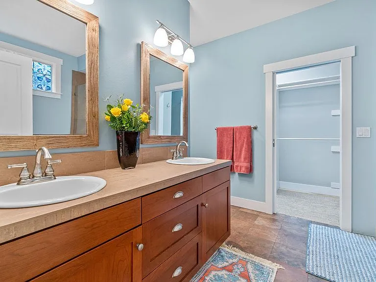 Master Bathroom with Double Sink and Walk-in Closet