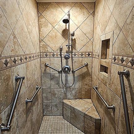 Custom tiled walk-in shower