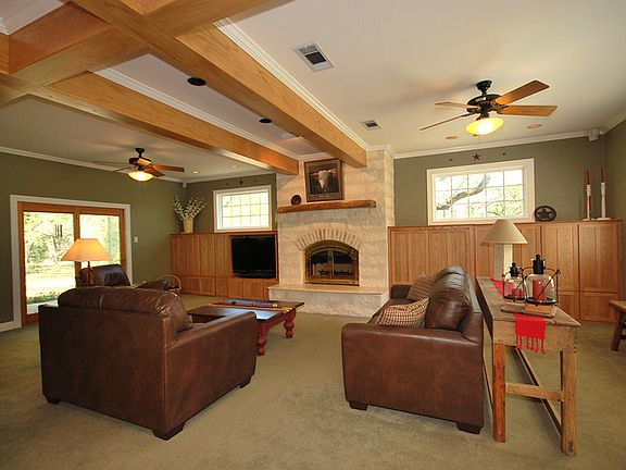 Family room w/rock fireplace