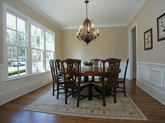 Dining room features beautiful wood floors
