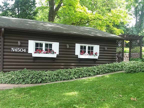 Flower boxes on garage