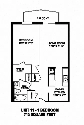 Floor plan 1 Bed 1 Bath F