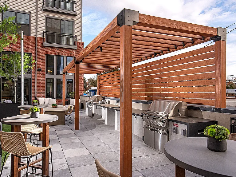Experience luxury outdoor living with this elegant patio, perfect for entertaining.