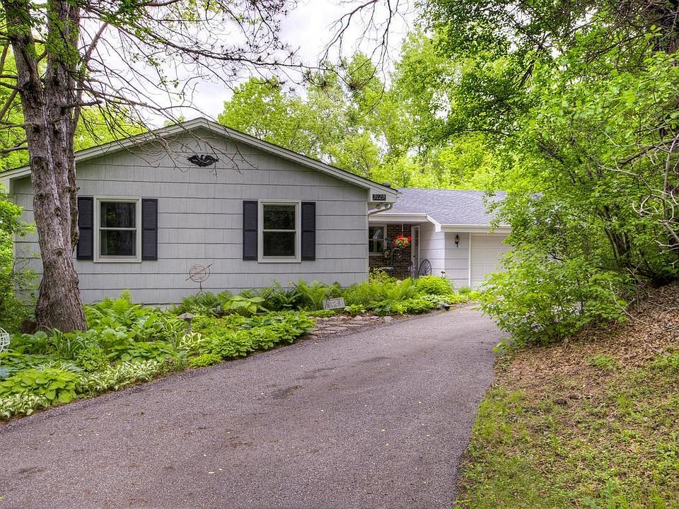 Home nestled into the woods.