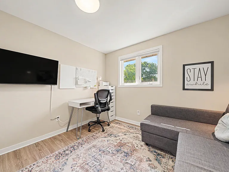 Bright office space with high-speed Wi-Fi, ideal for productive remote work days.