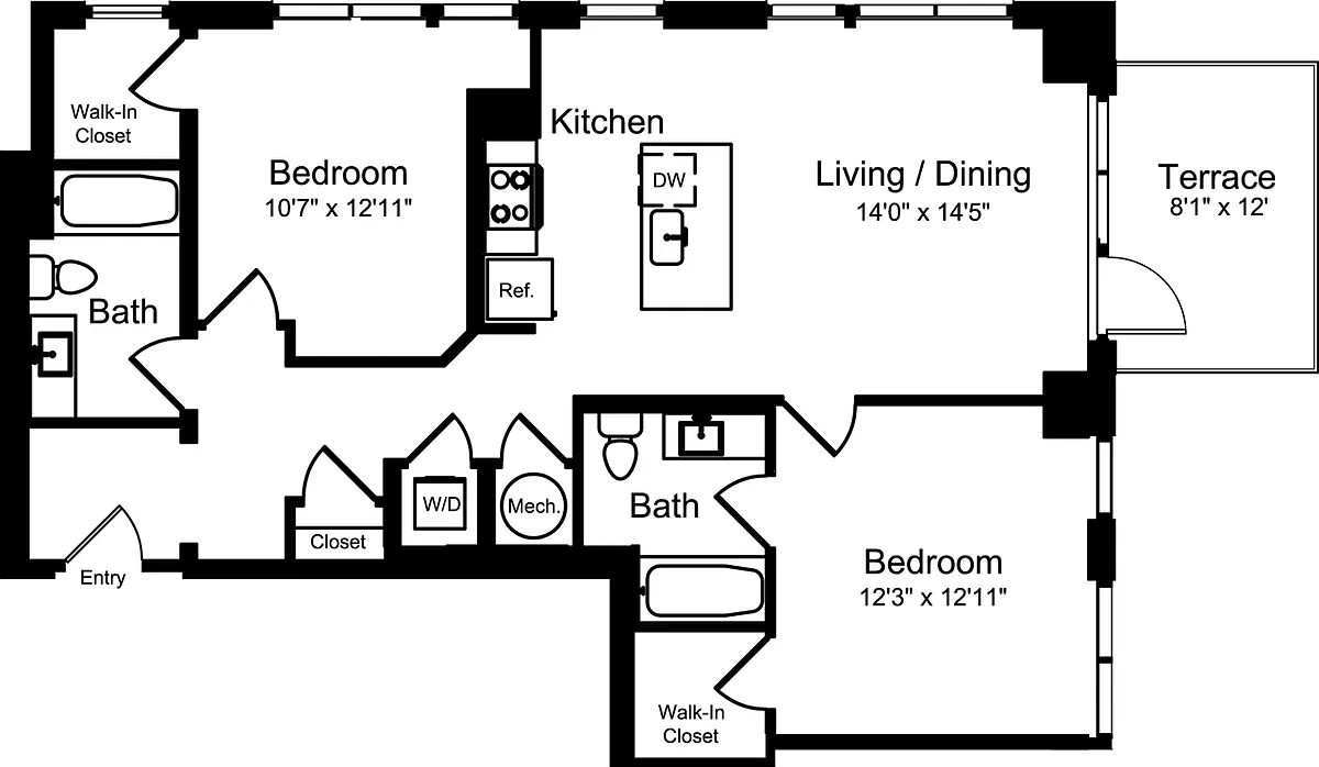Floor plan 2E- Terrace