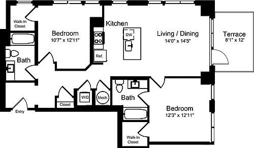 Floor plan 2E- Terrace