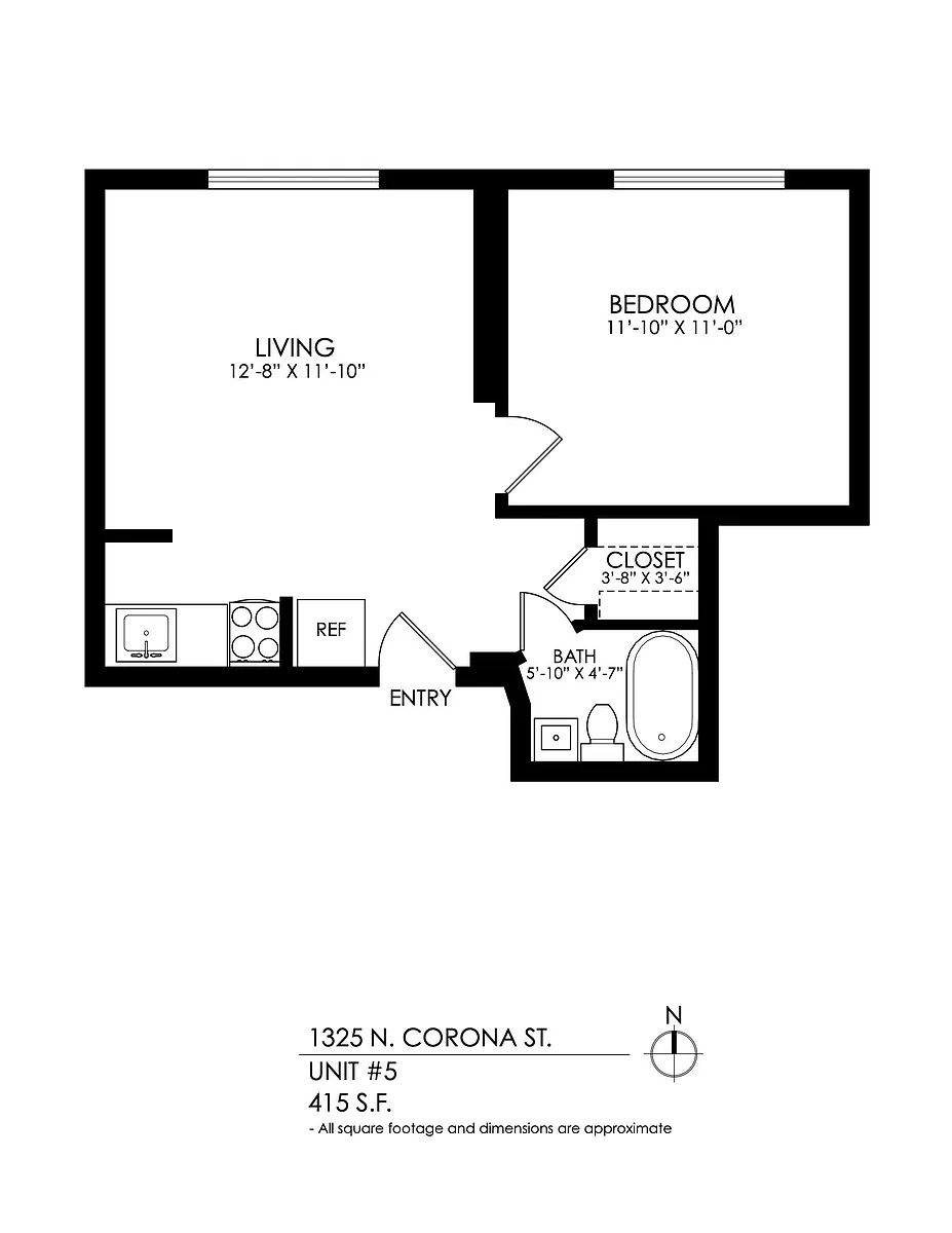 Floor plan 1 Bedroom, 1 Bath