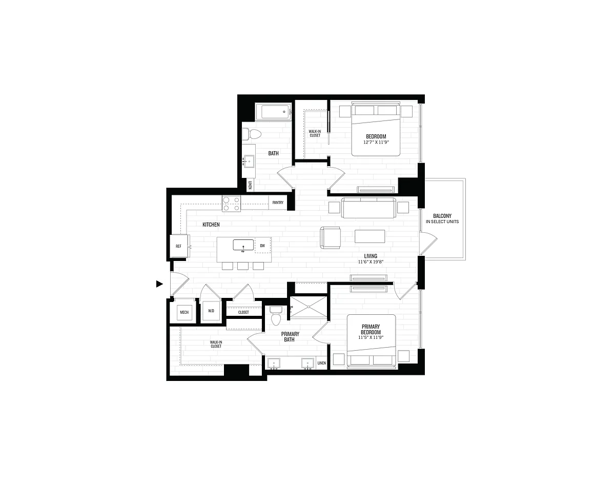 Floor plan 2 Bed/2 Bath-B6
