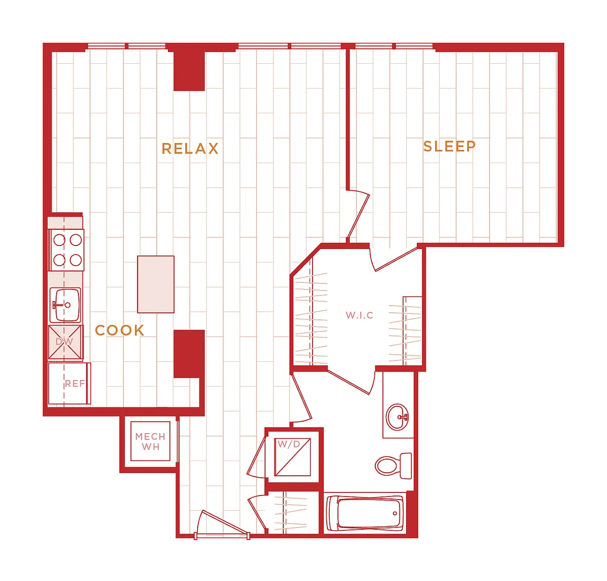 Floor plan 1 Bed/1 Bath s-a13