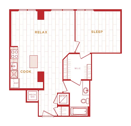 Floor plan 1 Bed/1 Bath s-a13