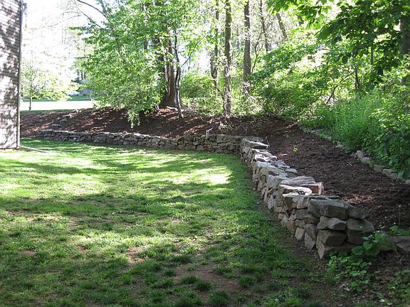 Hand-laid field stone wall