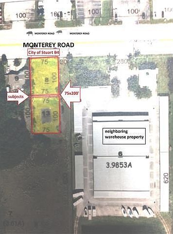 Exterior Front. Frontage on Monterey Road with water and sewer available. Warehouse next door.