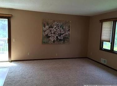 Living room flows into dining area