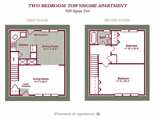 Floor plan 2 Bedroom/ 1 Bath