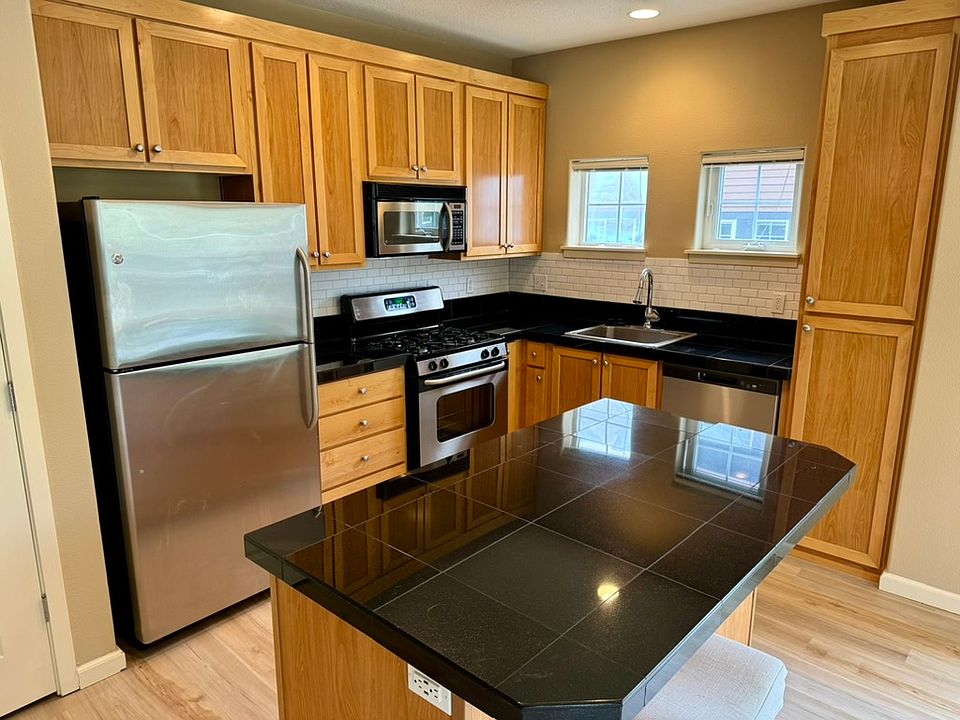 Kitchen with stainless steel appliances
