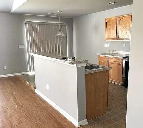 Kitchen showing dining area