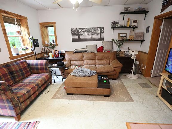 Living room with tile floor