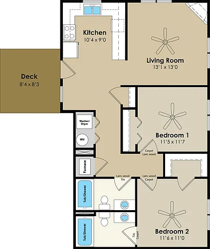 Floor plan 2x2 Drift w/fp - 660 Bldg