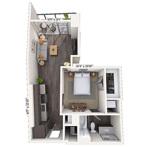 Floor plan Studio 0x1 572 SF