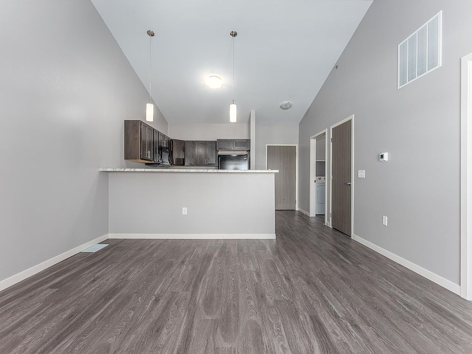 The Amherst (1 bed/1 bath) Living Room and Kitchen