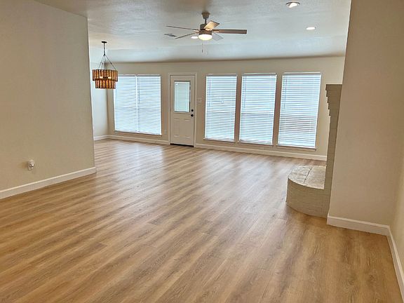 View from front entry to living and dining