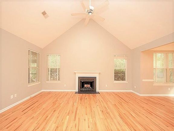 Spacious living room with vaulted ceilings