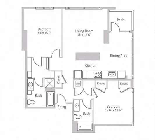 Floor plan 2B w/ Balcony