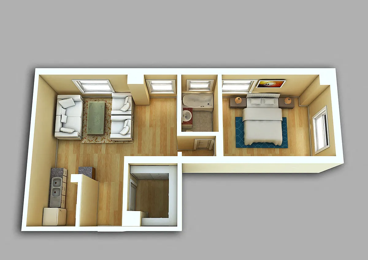 Floor plan 1 Bed, 1 Bath #1002