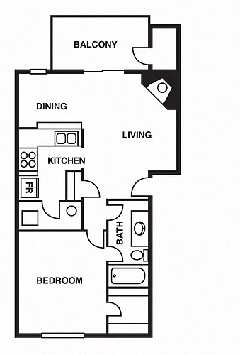 Floor plan 1 Bedroom/1 Bathroom C