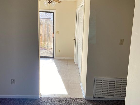 View into the eat-in kitchen from the living room.
