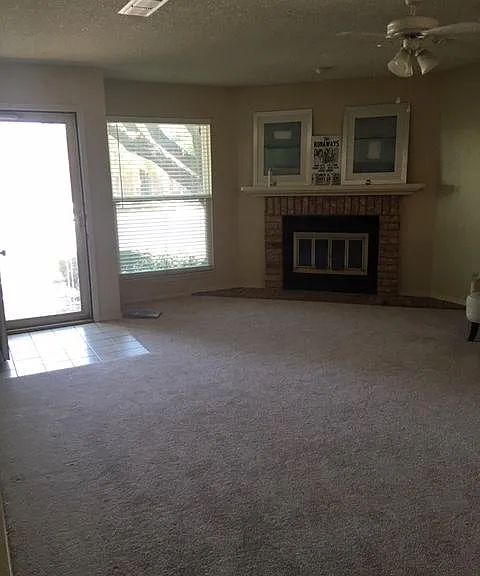 Living room and fireplace